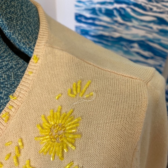 Diab’less Naples yellow Beaded sweater Size M - Picture 2 of 7